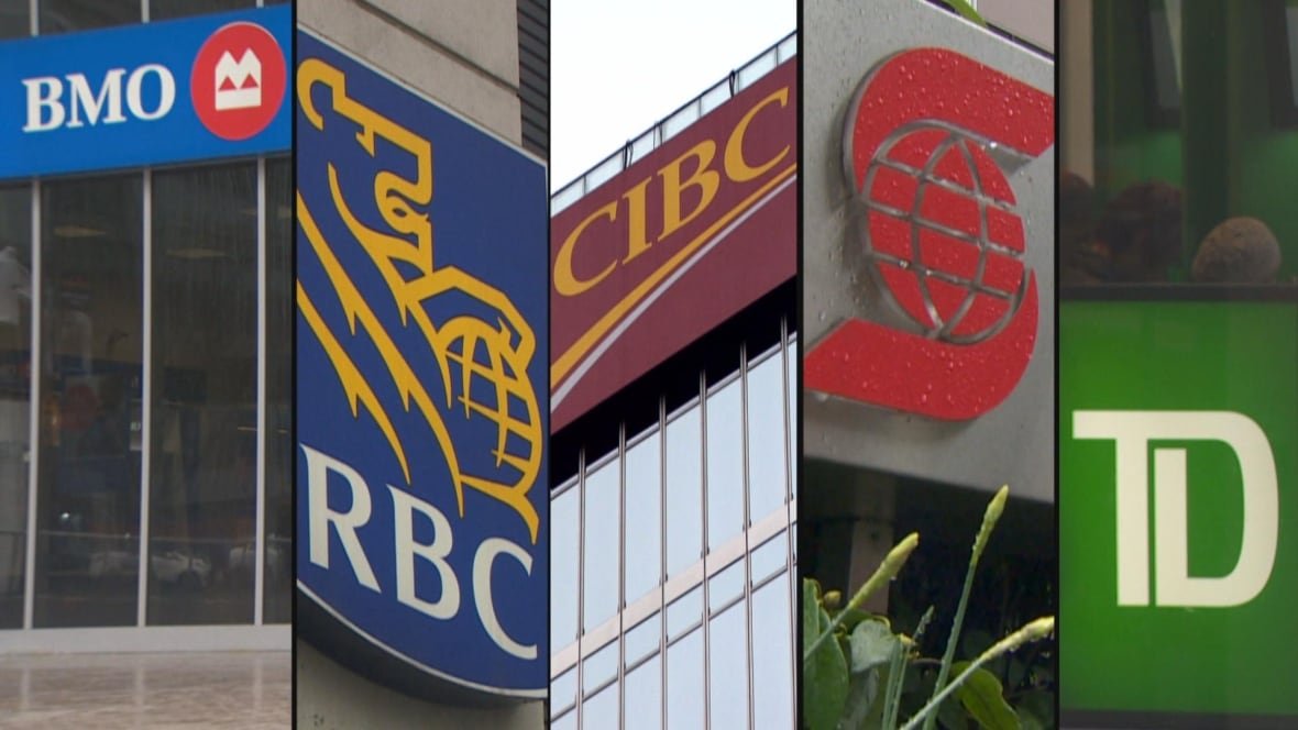 A composite of 5 of Canada's major banks