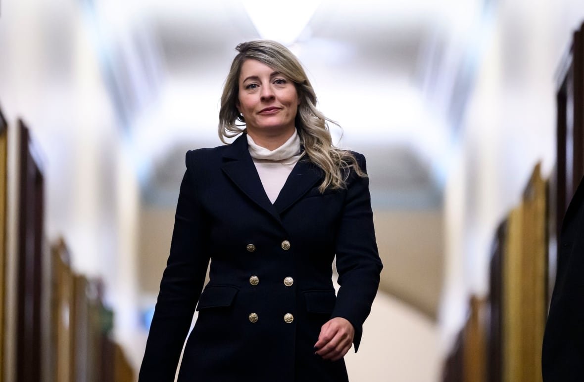 Minister of Foreign Affairs Melanie Joly returns to a Liberal Party caucus meeting in West Block on Parliament Hill, in Ottawa, Wednesday, Jan. 8, 2025. THE CANADIAN PRESS/Justin Tang