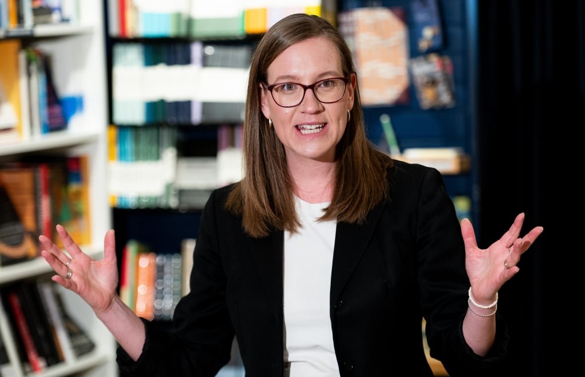 Liberal Party of Canada leadership candidate Karina Gould speaks during an announcement in Ottawa, on Thursday, Jan. 30, 2025. 