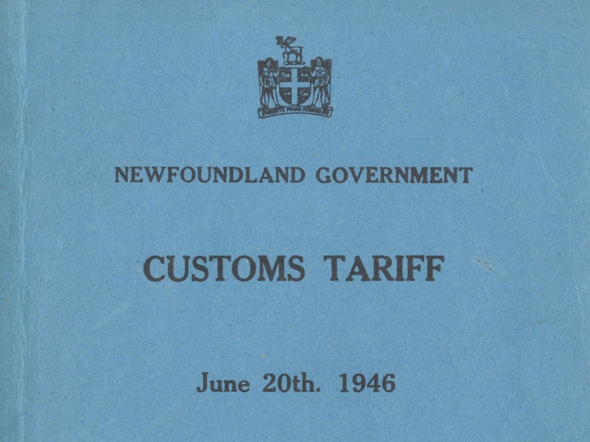 The cover of a document, that says Newfoundland government customs tariff, June 20, 1946.