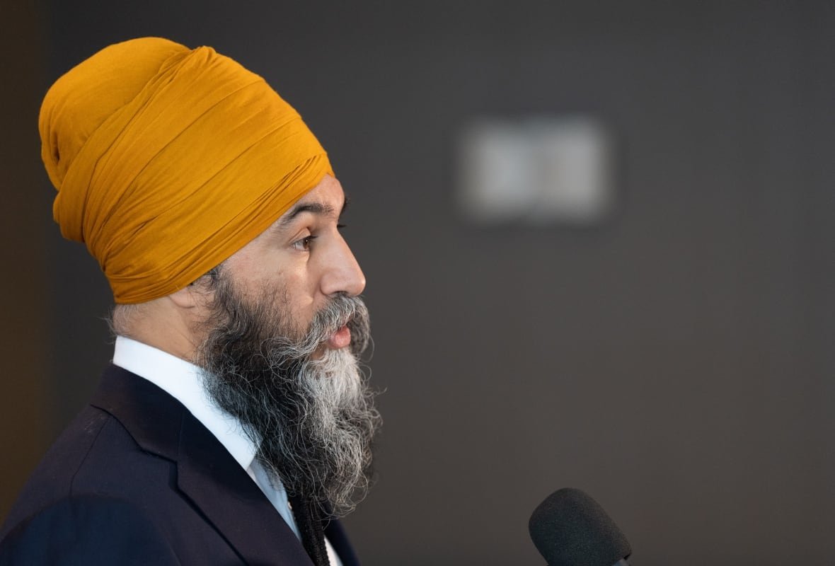 NDP Leader Jagmeet Singh speaks to the media in Montreal on Thursday, Feb. 6, 2025. THE CANADIAN PRESS/Christinne Muschi
