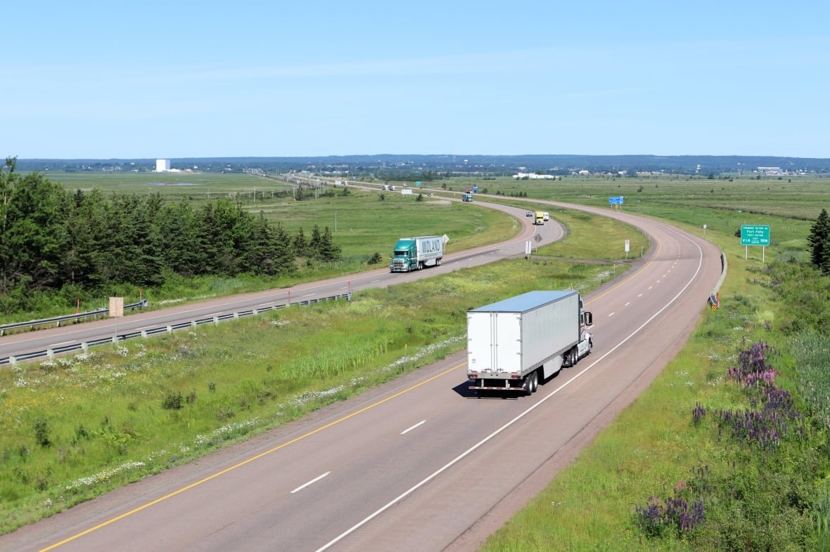 Traffic flows on the TransCanada highway between New Brunswick and Nova Scotia