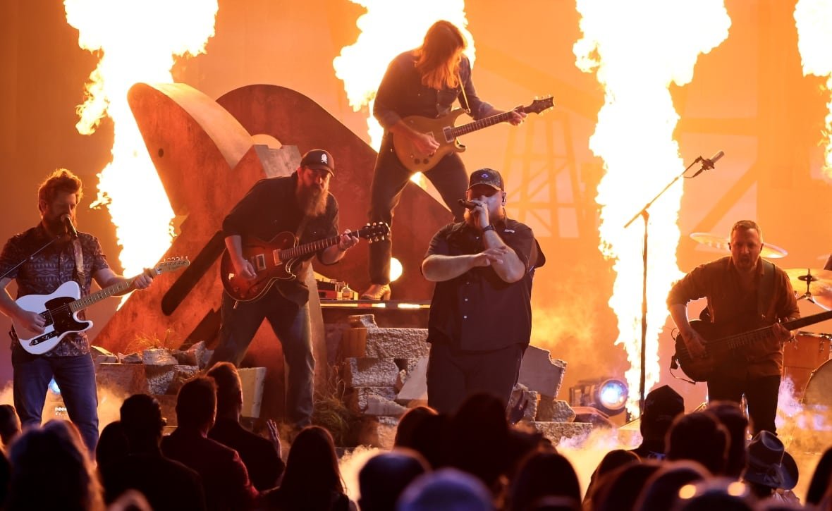 Luke Combs performs onstage during The 58th Annual CMA Awards at Bridgestone Arena.