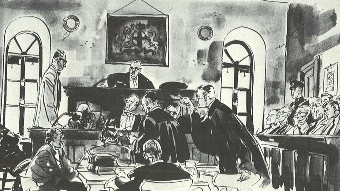 A sketch of a courtroom