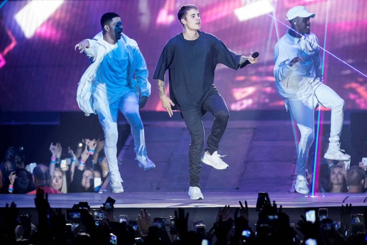 Singer Justin Bieber performs on stage in Telia Parken Stadium in Copenhagen, Denmark on October 2, 2016. 