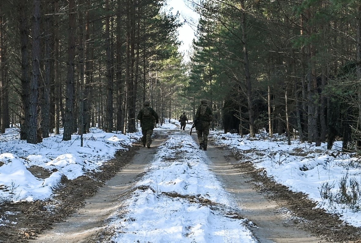 Canadian troops on a training exercise in Latvia in late February