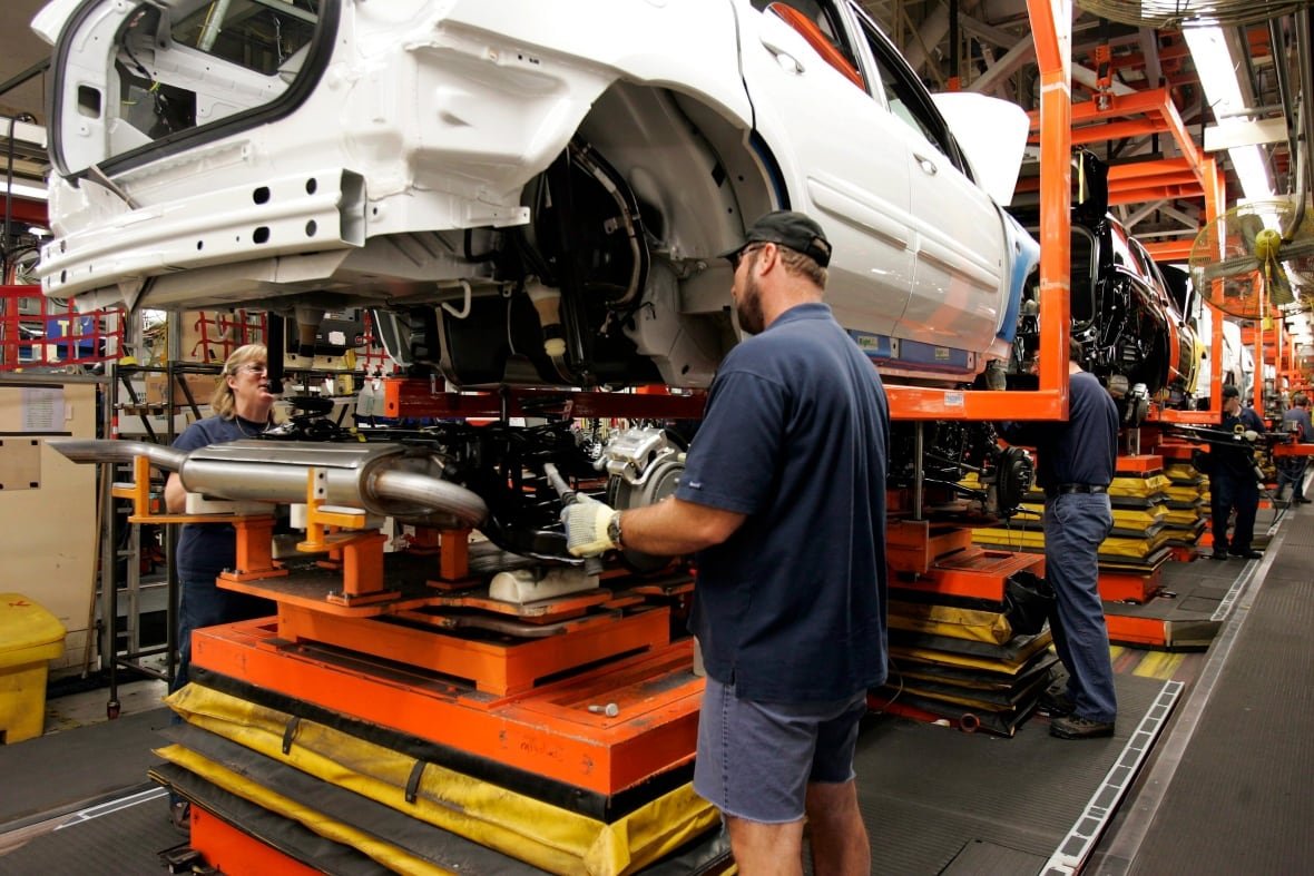 Production at General Motors CAMI Automotive facility in Ingersoll, Ontario.
