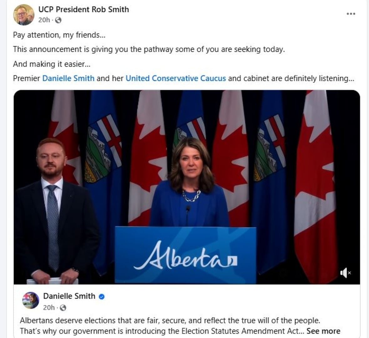 Screenshot of a Facebook post