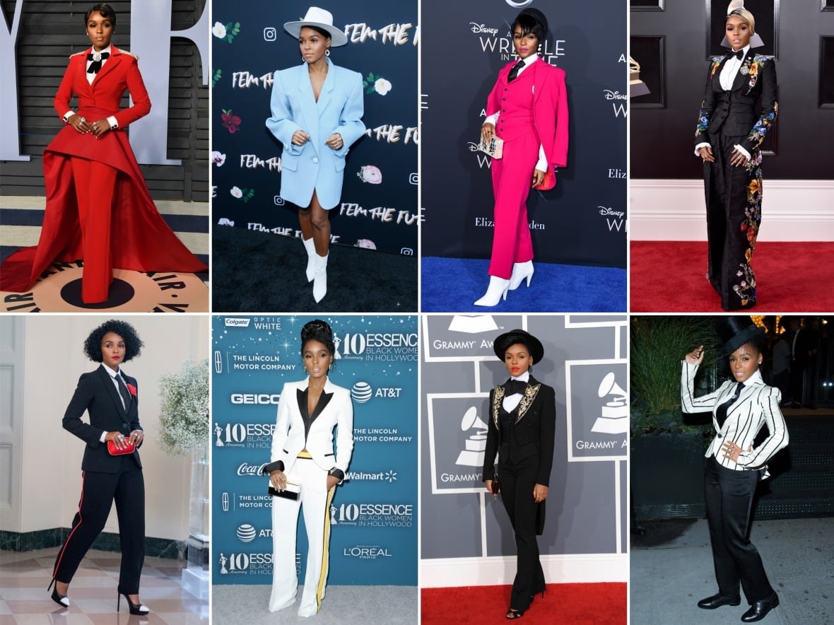 8 photos of her fashion looks.