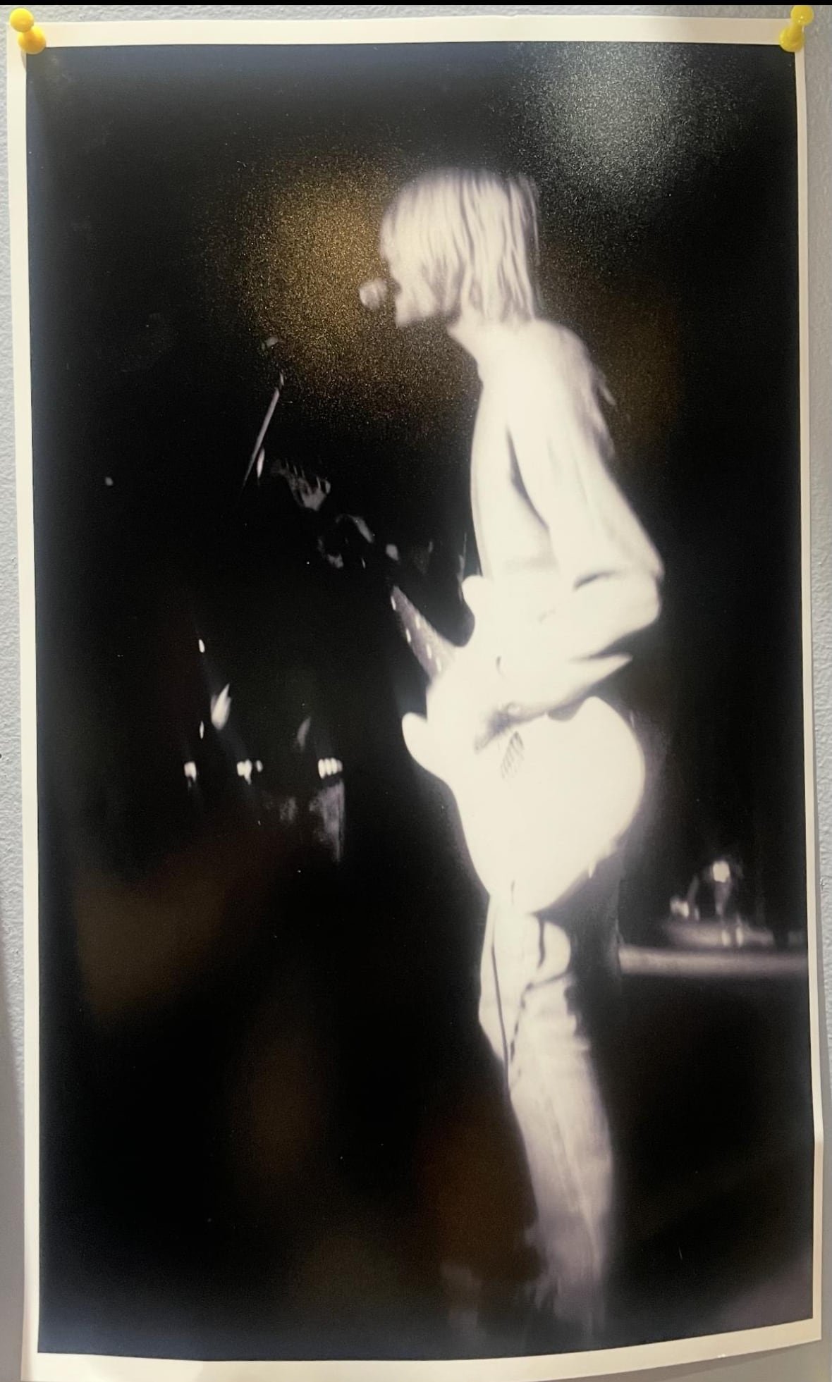 A photograph of Nirvana front man Kurt Cobain, supposedly from the March 4, 1991 show in Calgary. The photographer is unknown.