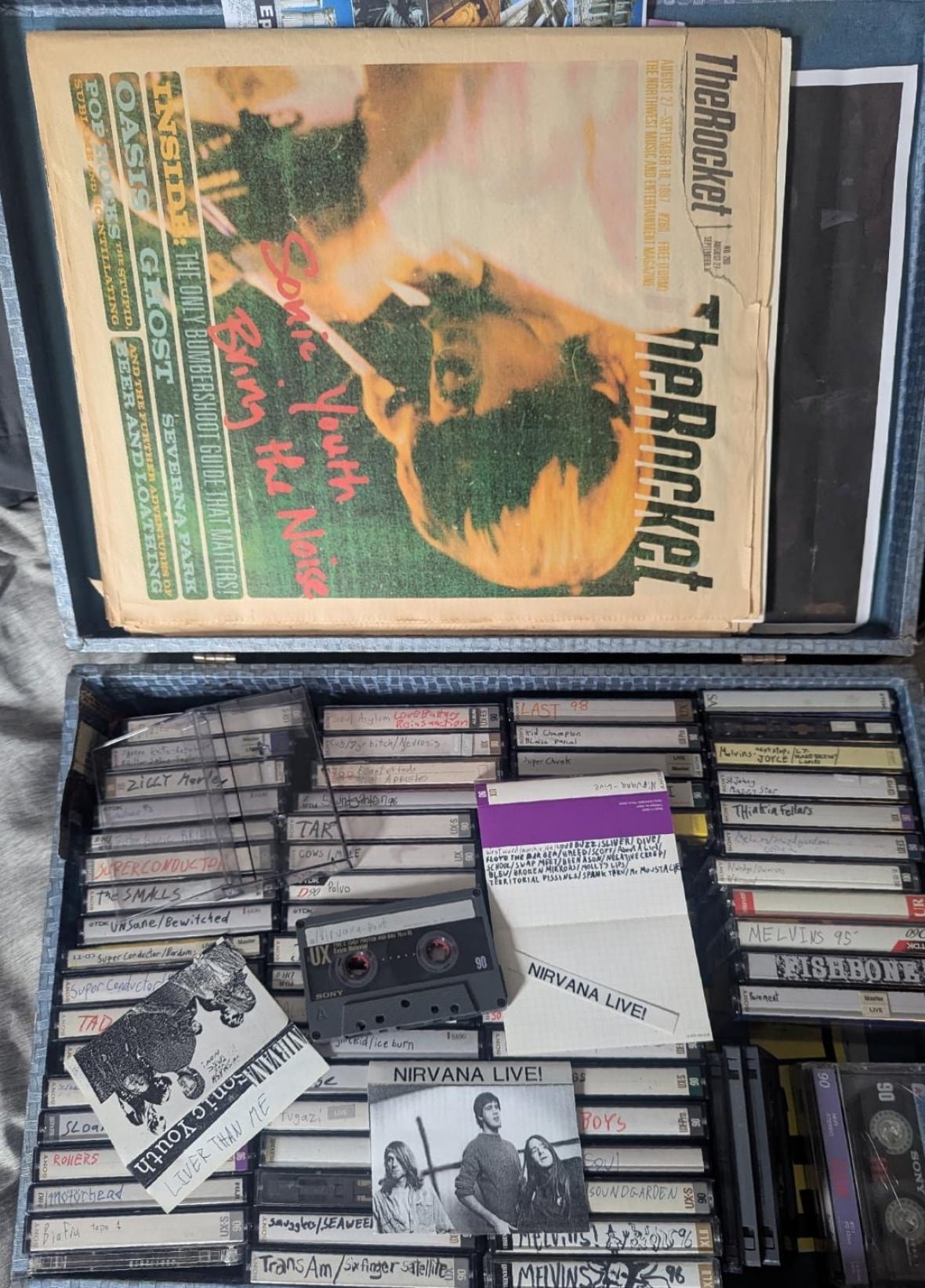 Cassettes in a box.