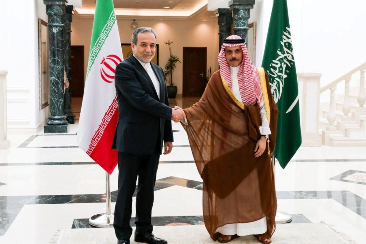 On the eve of Donald Trump's visit to Saudi Arabia, Iranian Foreign Minister Abbas Araqchi meets with Saudi Foreign Minister Prince Faisal bin Farhan Al Saud in Jeddah, Saudi Arabia, May 10, 2025. 
