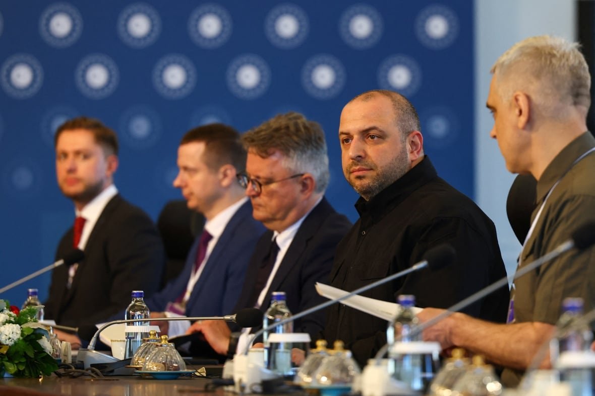 Ukrainian delegation led by Ukrainian Defence Minister Rustem Umerov, attend a meeting at Ciragan Palace on the day of the second round of peace talks between Russia and Ukraine, in Istanbul, Turkey, June 2, 2025. 