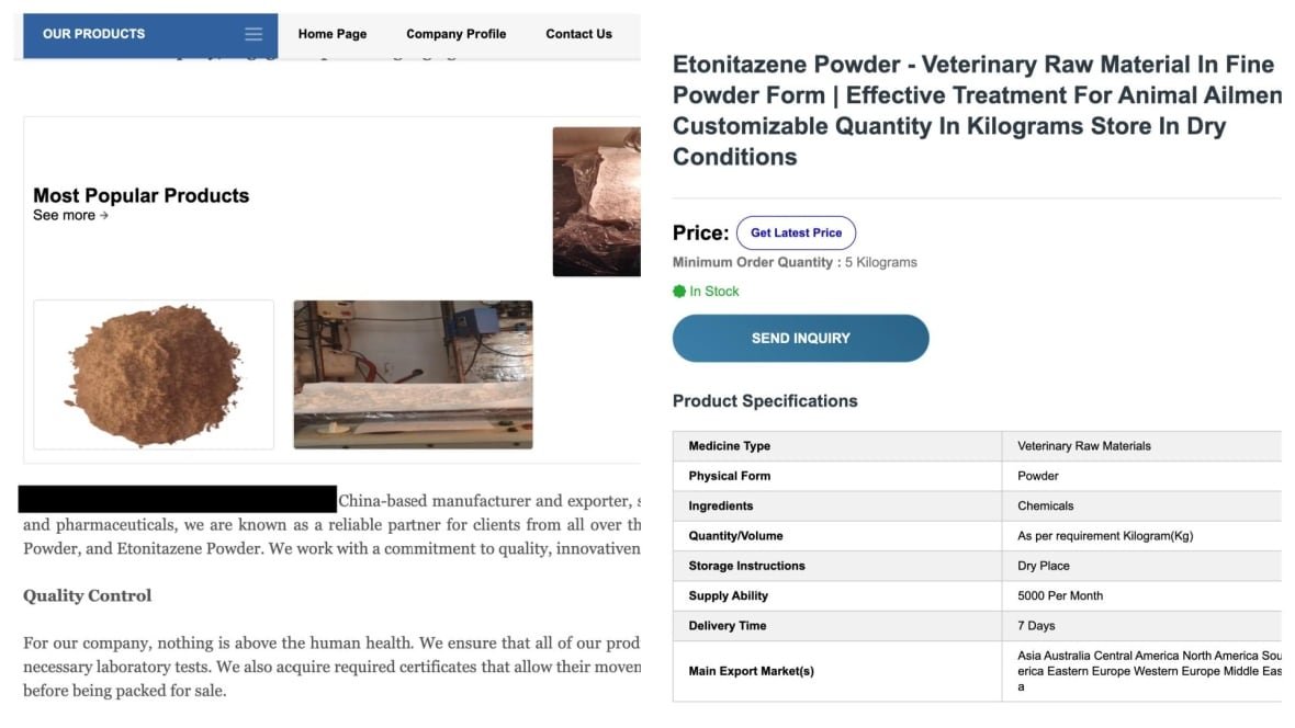 A composite image shows ads for drugs online.