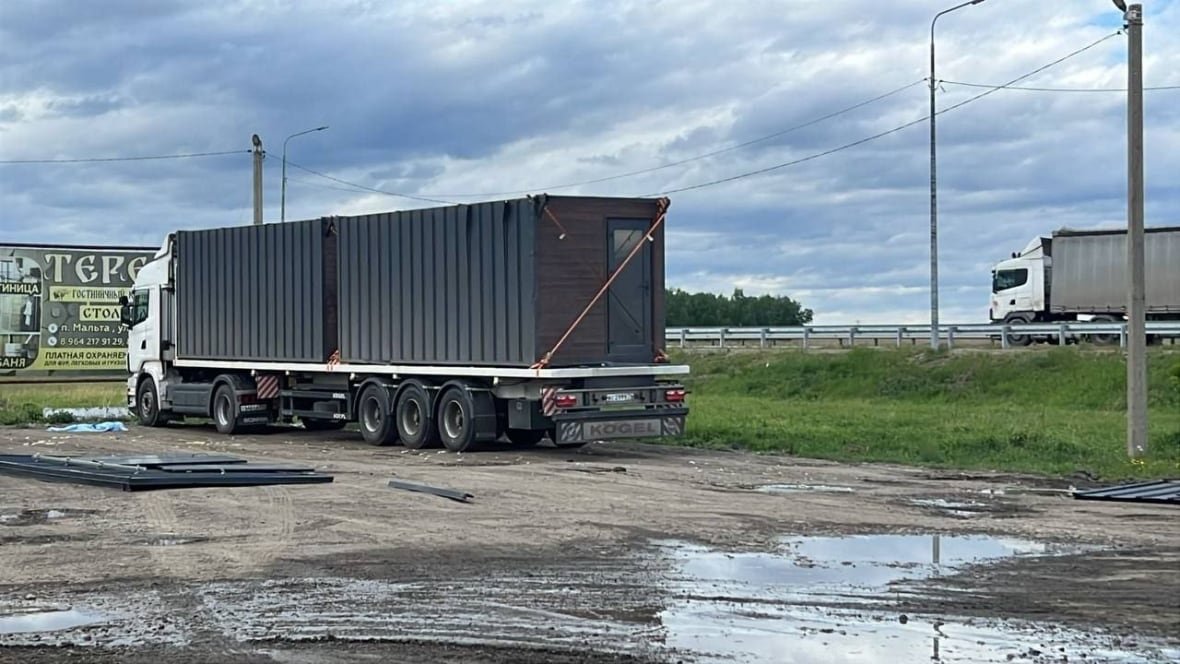 A photo posted on June 1, 2025 by Igor Kobzev, the governor of Russia's Irkutsk region,  which purports to show one of the truck's which the drones were launched from. 