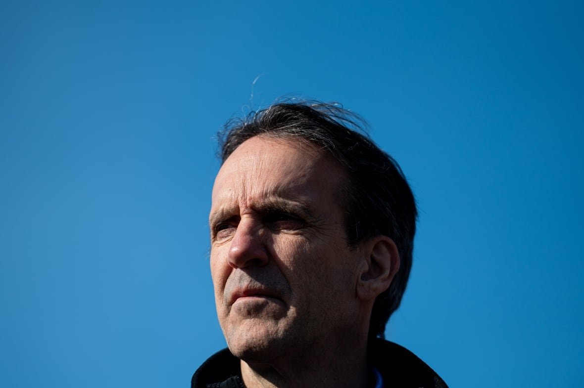 Canada's fentanyl czar Kevin Brosseau looks on during a press conference following a tour of the Canada Border Services Agency Lansdowne port of entry in Lansdowne, Ont., on Wednesday, Feb. 12, 2025.