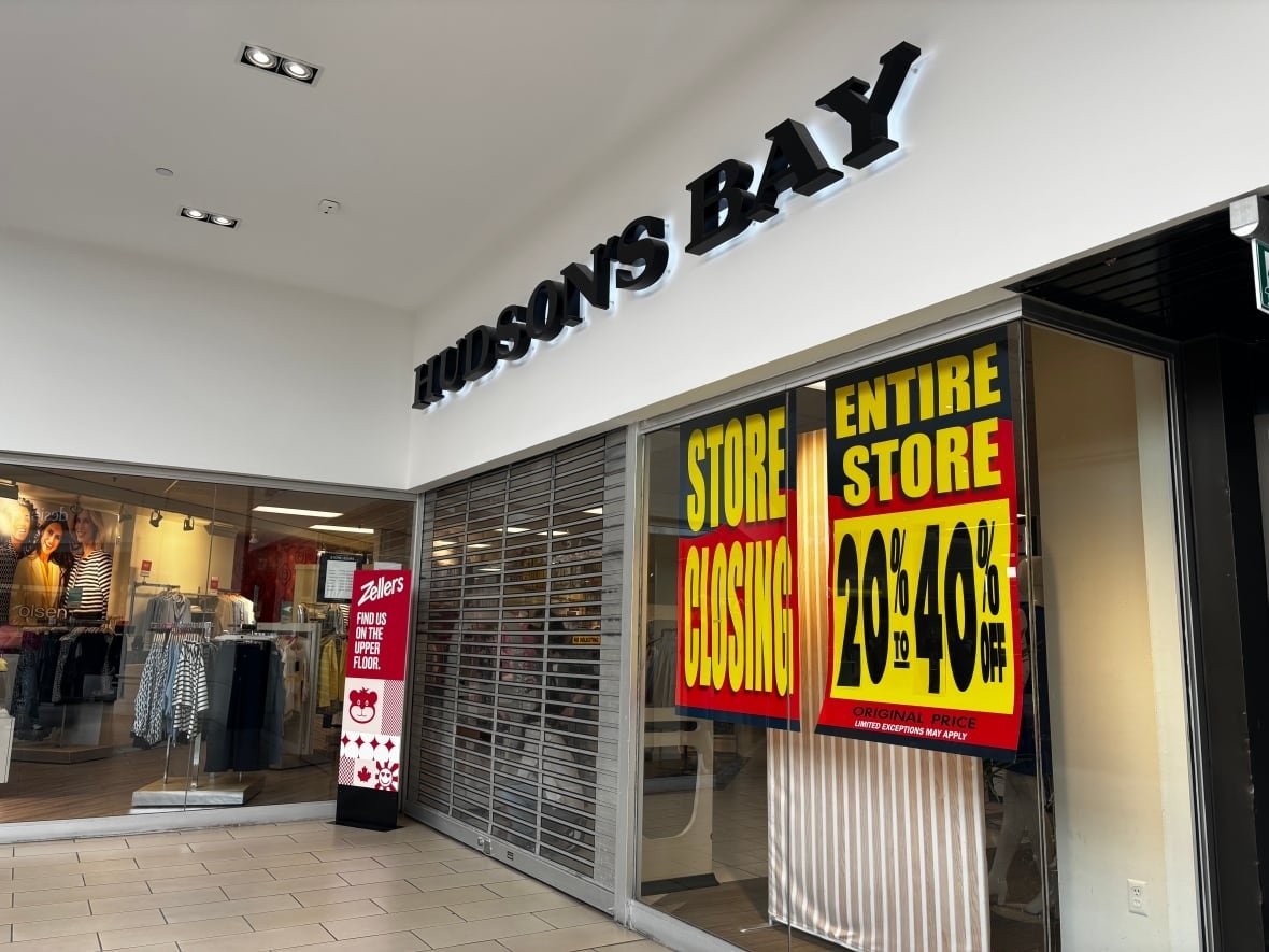 Hudson's Bay store with large "store closing" signs
