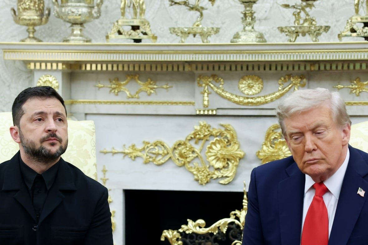 U.S. President Donald Trump meets with Ukrainian President Volodymyr Zelensky in the Oval Office at the White House on August 18, 2025 in Washington, DC.