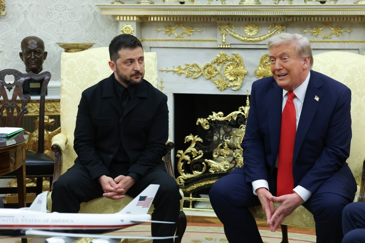 U.S. President Donald Trump meets with Ukrainian President Volodymyr Zelensky at the White House on August 18, 2025 in Washington, DC.
