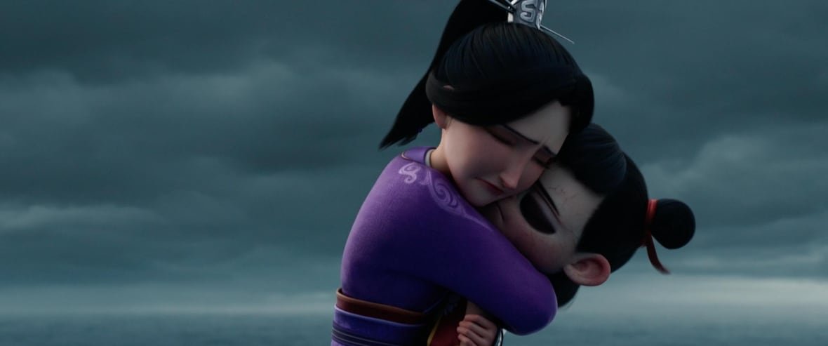 An animated image of a woman hugging a young child is shown.