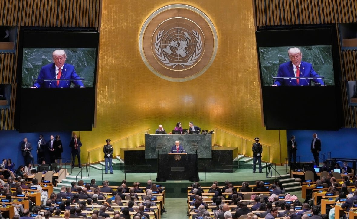 A wide view of the UN General Assembly. 