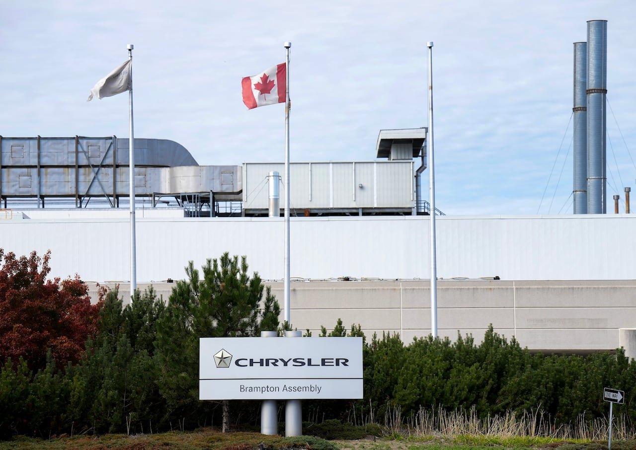 The Stellantis vehicle assembly plant is shown in Brampton, Ont., on Wednesday, Oct. 15, 2025. Stellantis has announced plans to move production of its Jeep Compass to Illinois.