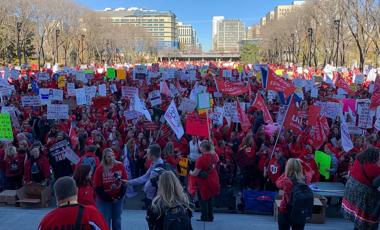 A large crowd of people. 